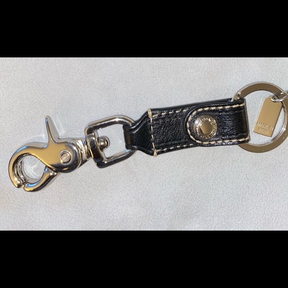 Coach Black Leather Key Ring.
